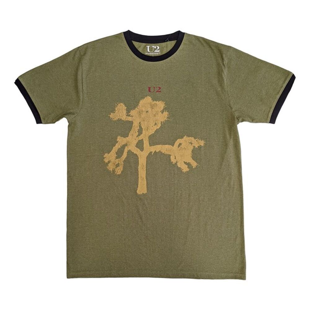 U2 Unisex Adult Joshua Tree Europe 1987 Ringer T-Shirt / Green